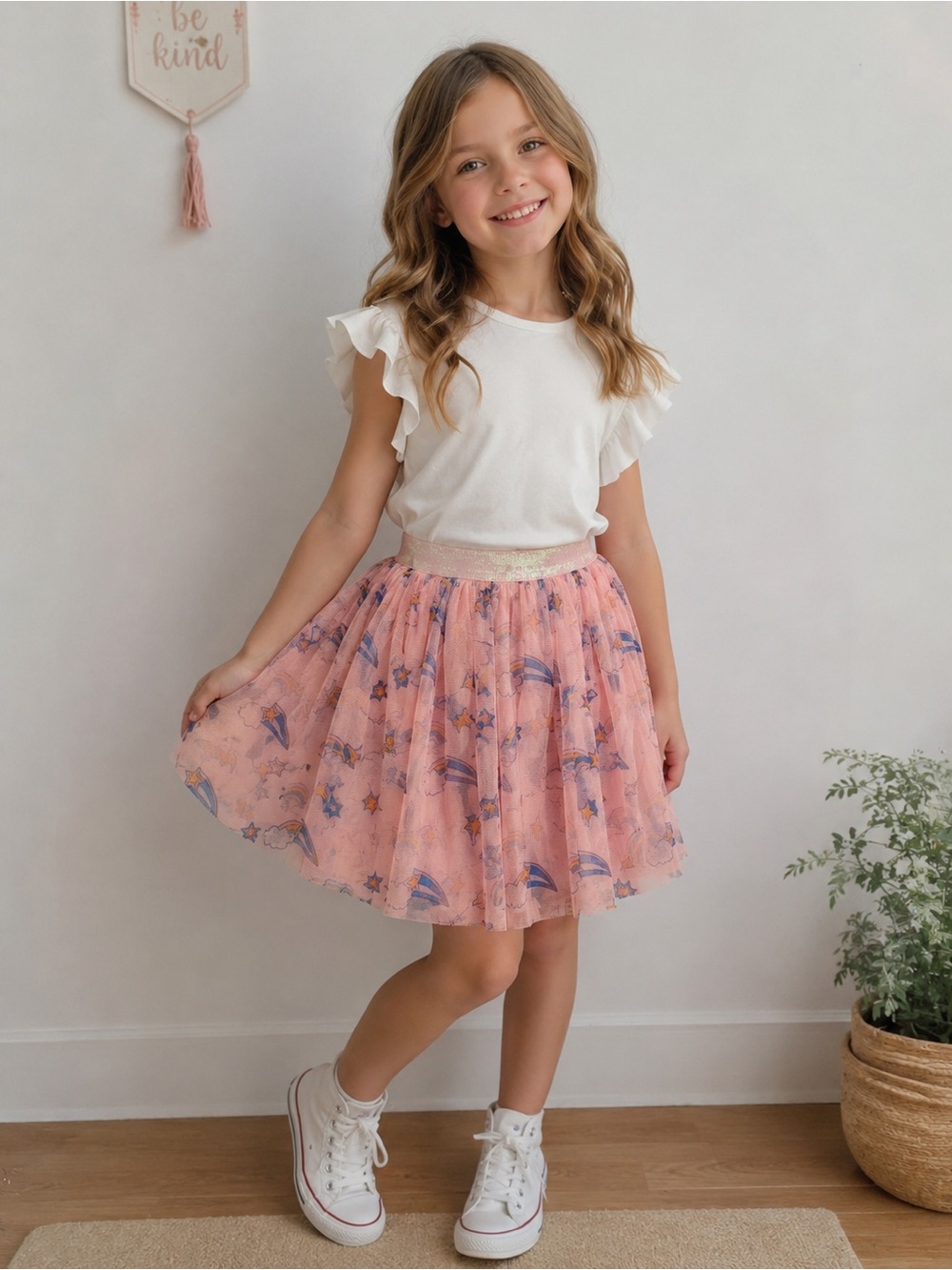 Tucker + Tate Pink Star & Rainbow Tulle Skirt